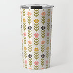 Hand-drawn Wildflowers -  Pink & Gold Travel Mug Gallery Image 1