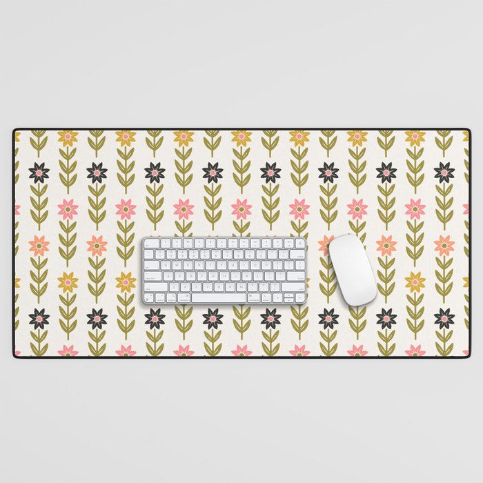 Hand-drawn Wildflowers -  Pink & Gold Desk Mat Gallery Image 1