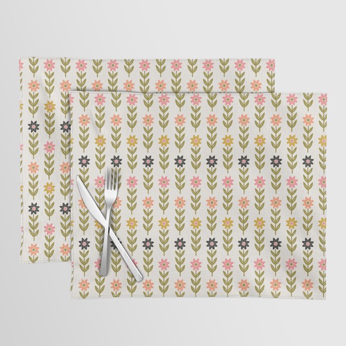 Hand-drawn Wildflowers -  Pink & Gold Placemat Gallery Image 1