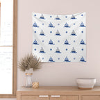 Navy Blue Nautical Sailboat Wall Tapestry Gallery Image 2