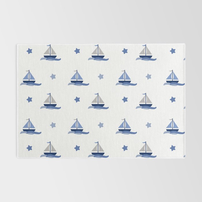 Navy Blue Nautical Sailboat Rug Gallery Image 2