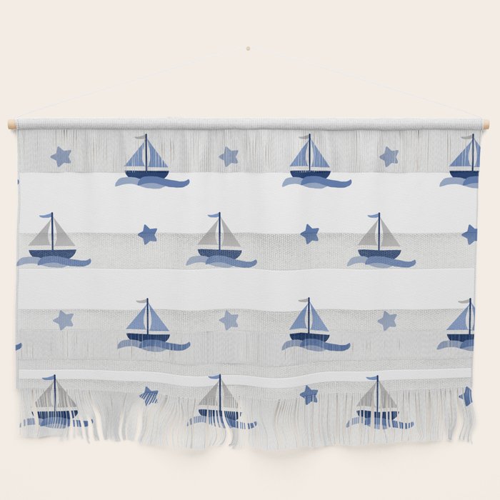 Navy Blue Nautical Sailboat Wall Hanging Gallery Image 1
