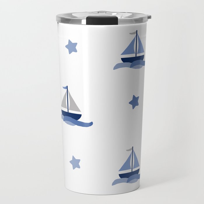 Navy Blue Nautical Sailboat Travel Mug Gallery Image 1
