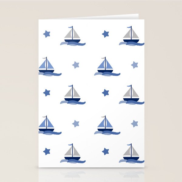 Navy Blue Nautical Sailboat Stationery Card Gallery Image 1