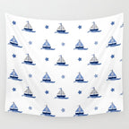 Navy Blue Nautical Sailboat Wall Tapestry Gallery Image 4
