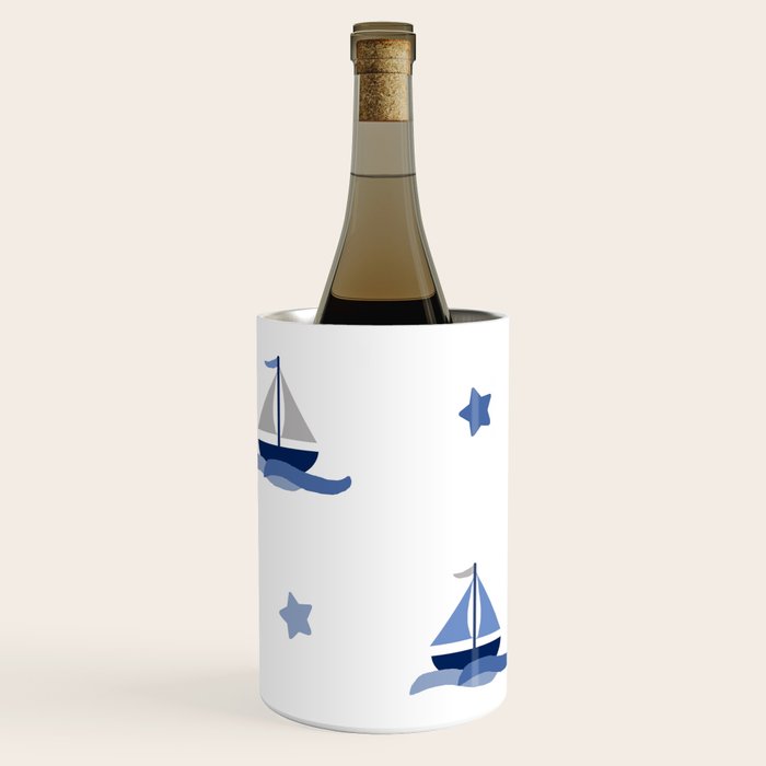 Navy Blue Nautical Sailboat Wine Chiller Gallery Image 1