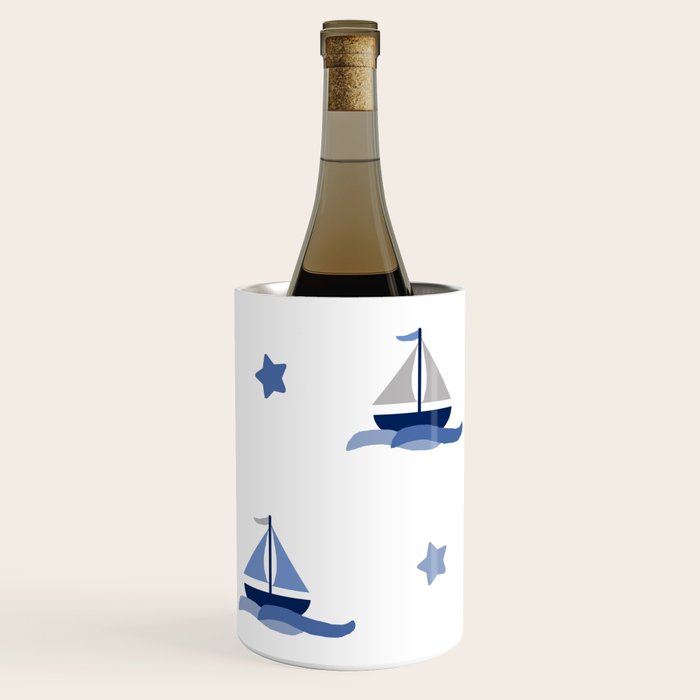 Navy Blue Nautical Sailboat Wine Chiller Gallery Image 3
