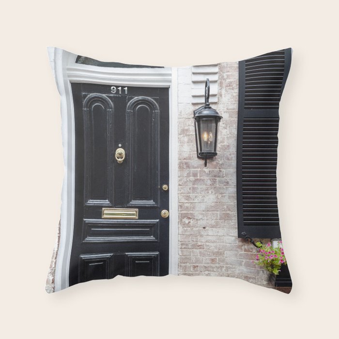 The Glossy Black Door / Alexandria, VA Throw Pillow Gallery Image 6