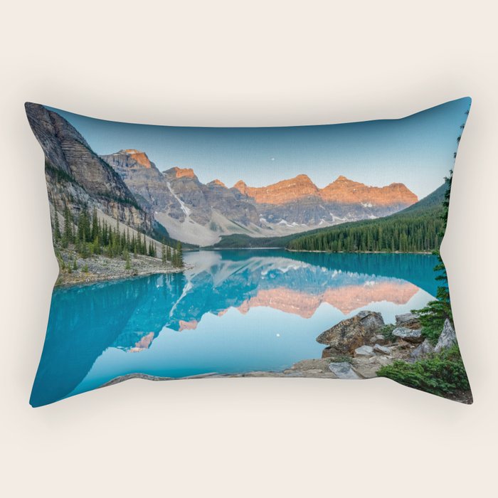 Moraine Lake Sunrise Banff National Park Canada Mountain Landscape Rectangular Pillow Gallery Image 2