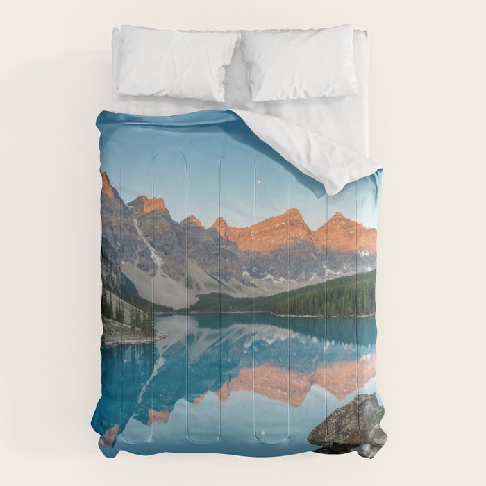 Moraine Lake Sunrise Banff National Park Canada Mountain Landscape Comforter Gallery Image 6
