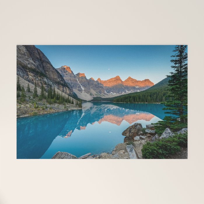 Moraine Lake Sunrise Banff National Park Canada Mountain Landscape Welcome Mat Gallery Image 1