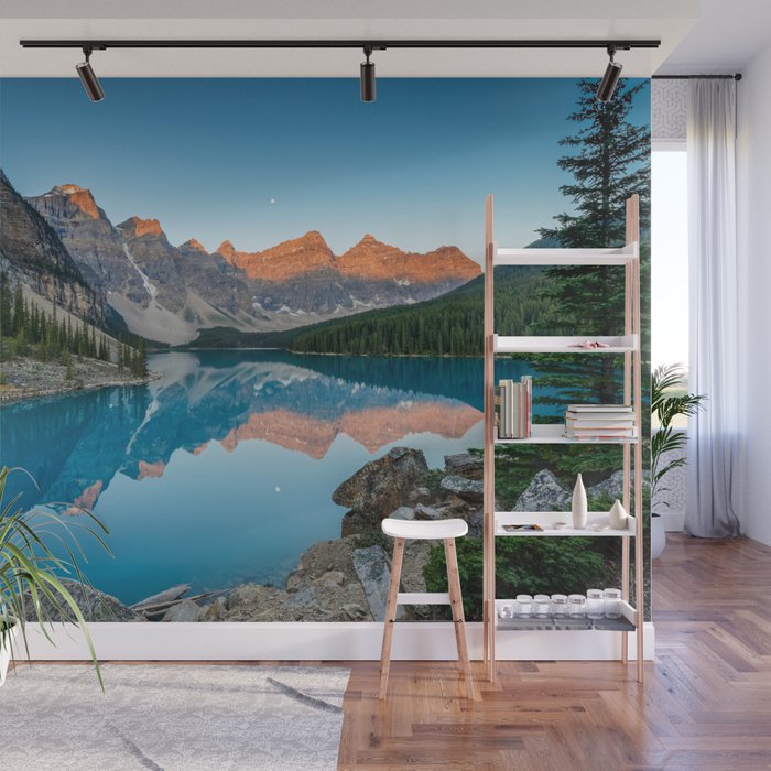 Moraine Lake Sunrise Banff National Park Canada Mountain Landscape Wall Mural Gallery Image 1