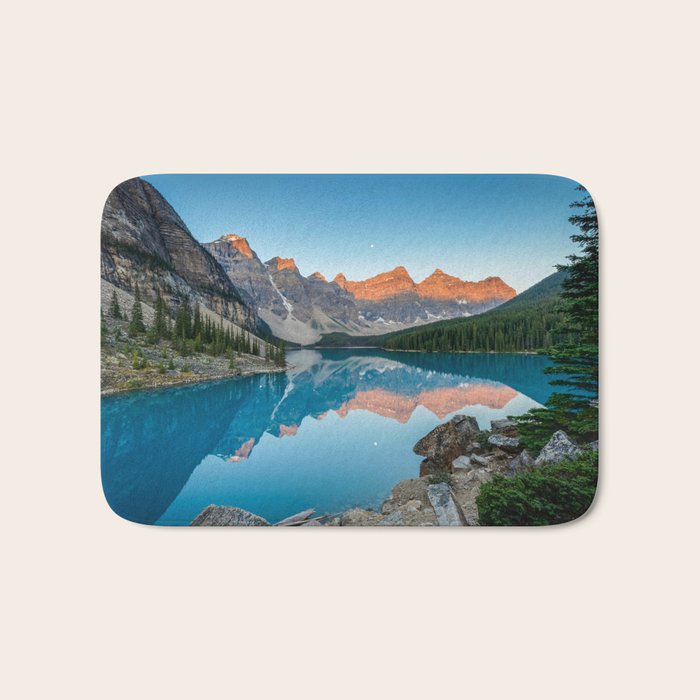 Moraine Lake Sunrise Banff National Park Canada Mountain Landscape Bath Mat Gallery Image 1