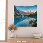 Moraine Lake Sunrise Banff National Park Canada Mountain Landscape Wall Tapestry Gallery Image 2