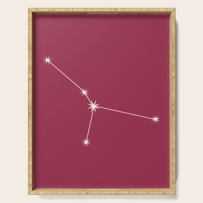 Cancer Zodiac Star Constellation Line Art Pink Serving Tray Gallery Image 1