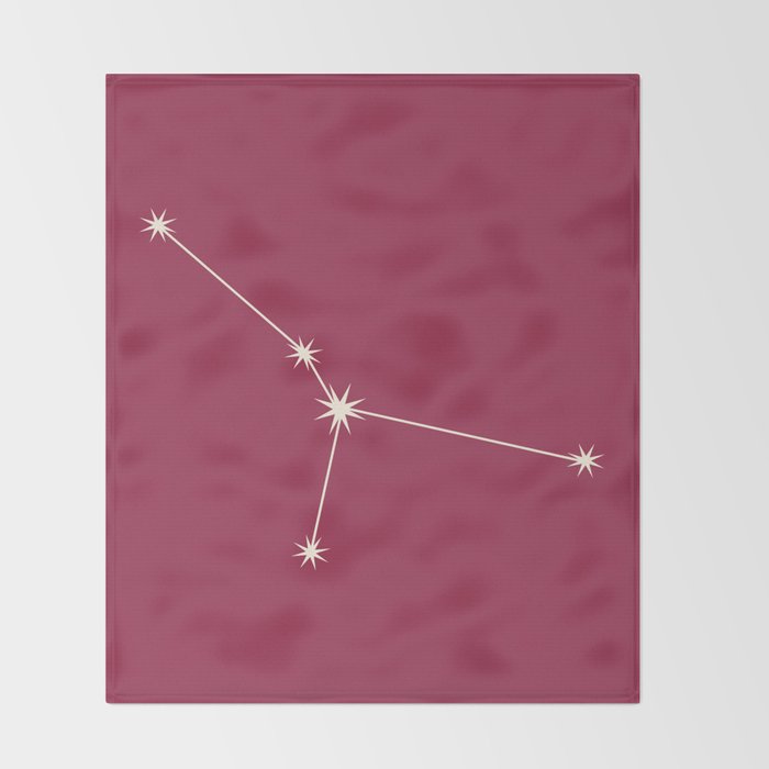 Cancer Zodiac Star Constellation Line Art Pink Throw Blanket Gallery Image 2