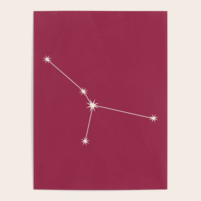 Cancer Zodiac Star Constellation Line Art Pink Poster Gallery Image 4