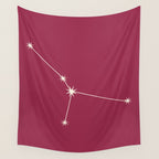 Cancer Zodiac Star Constellation Line Art Pink Wall Tapestry Gallery Image 4