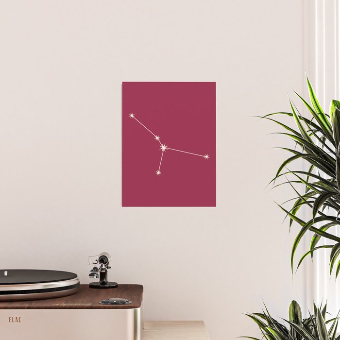 Cancer Zodiac Star Constellation Line Art Pink Poster Gallery Image 2