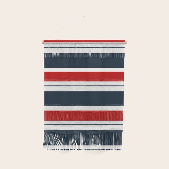 Red and Navy Blue Horizontal Stripes Wall Hanging Gallery Image 1