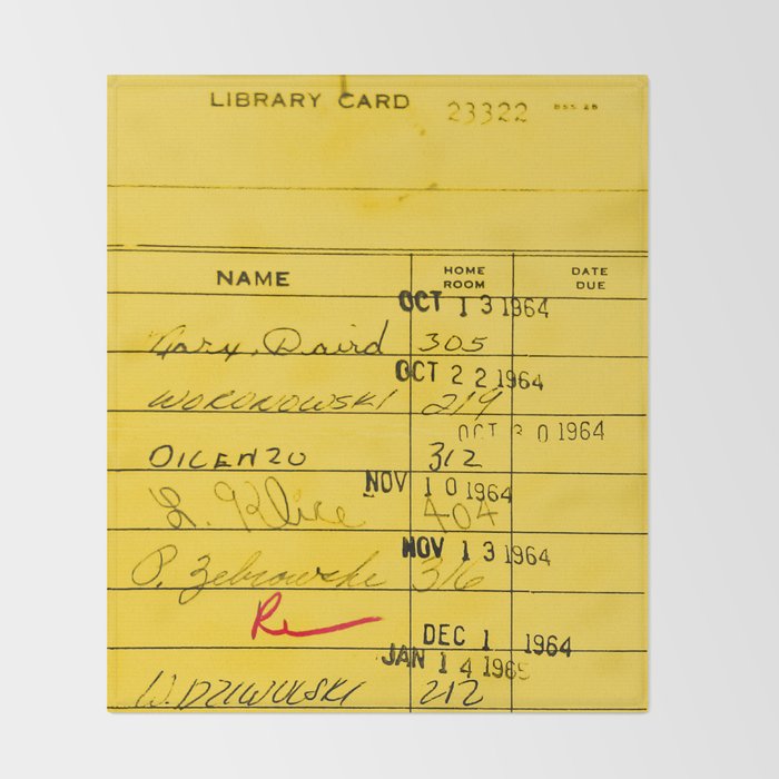 Library Card 23322 Yellow Throw Blanket Gallery Image 2