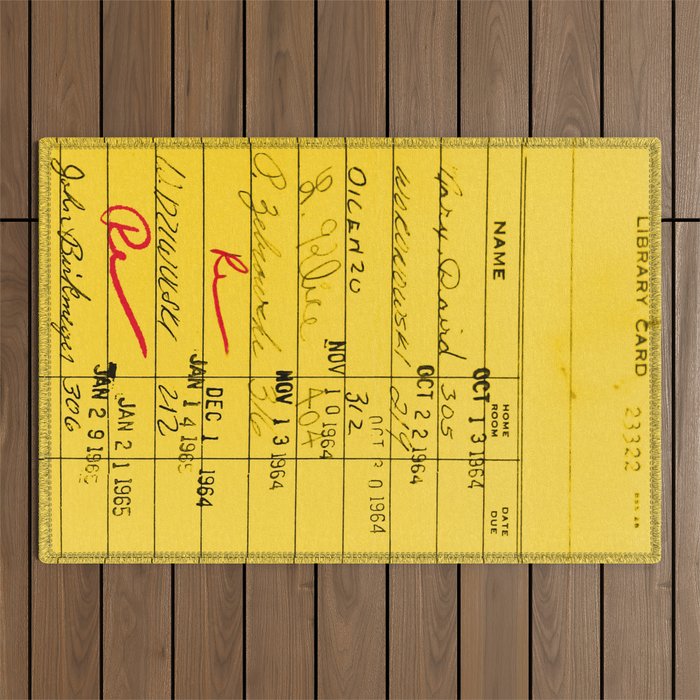 Library Card 23322 Yellow Outdoor Rug Gallery Image 1
