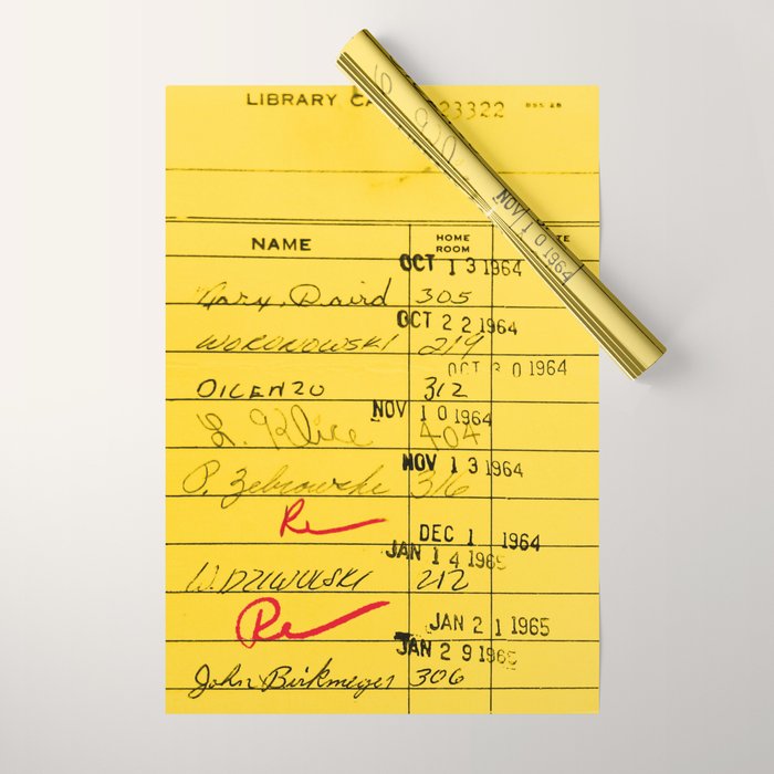 Library Card 23322 Yellow Wrapping Paper Gallery Image 1