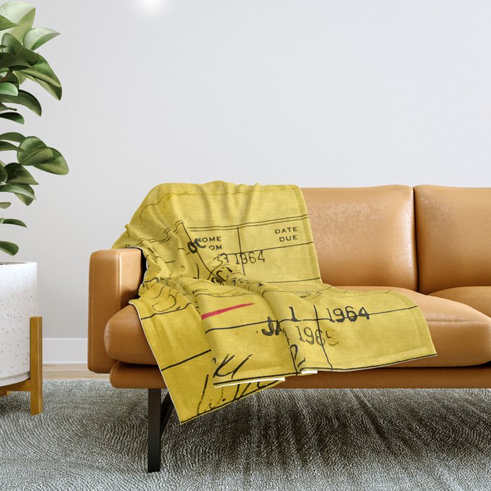 Library Card 23322 Yellow Throw Blanket Gallery Image 1