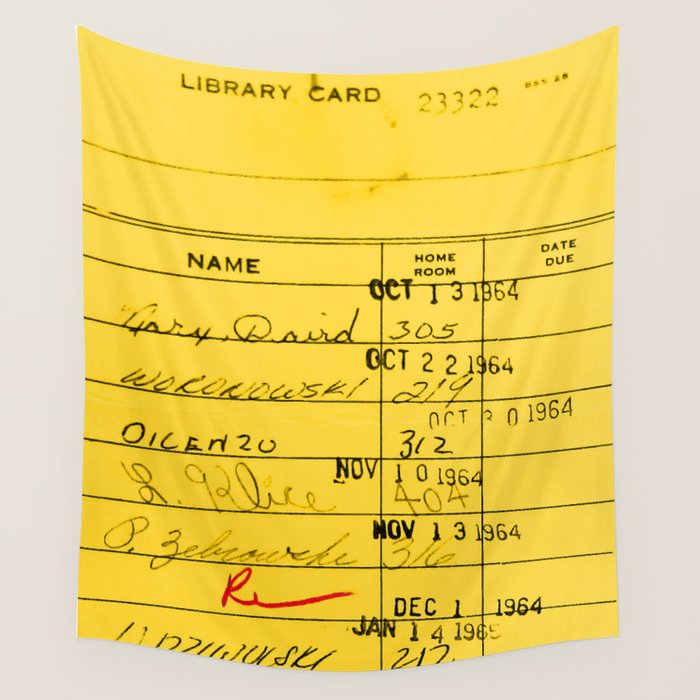Library Card 23322 Yellow Wall Tapestry Gallery Image 1