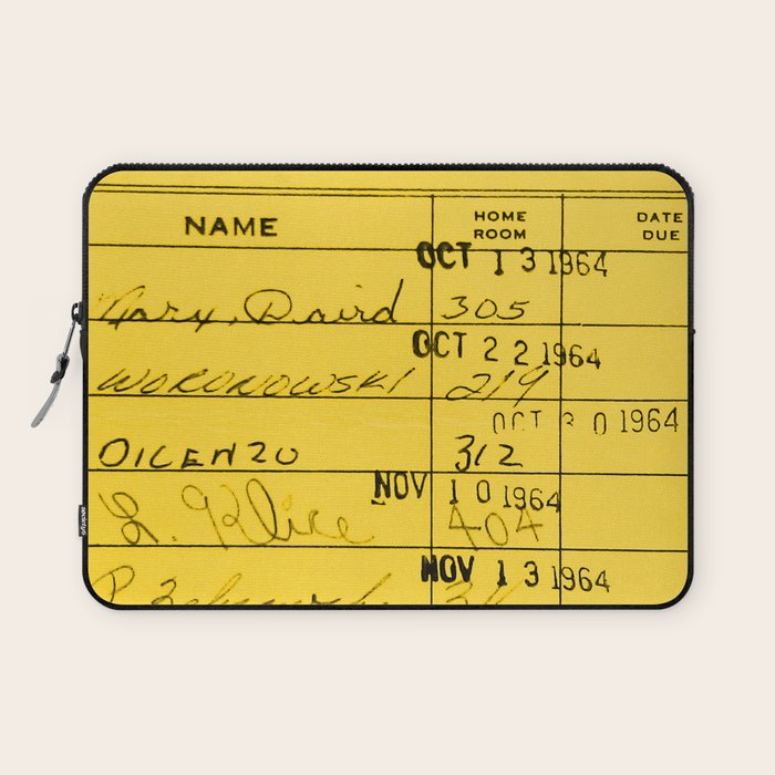 Library Card 23322 Yellow Laptop Sleeve Gallery Image 1