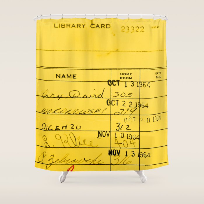 Library Card 23322 Yellow Shower Curtain Gallery Image 1