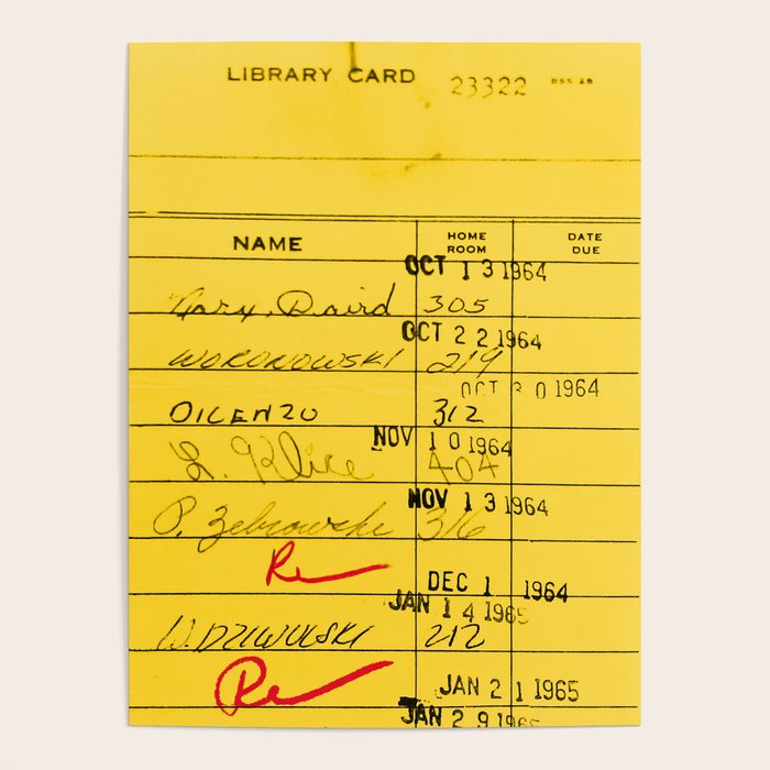 Library Card 23322 Yellow Poster Gallery Image 1