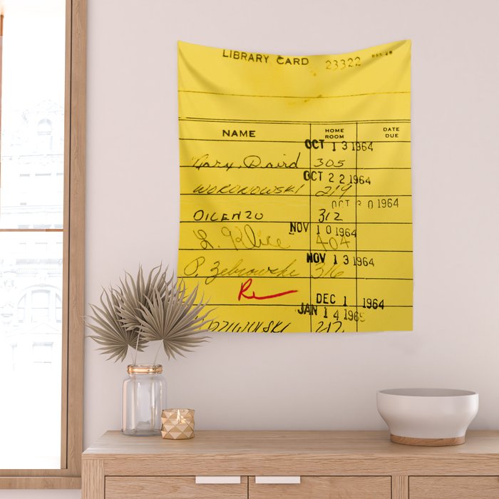 Library Card 23322 Yellow Wall Tapestry Gallery Image 2