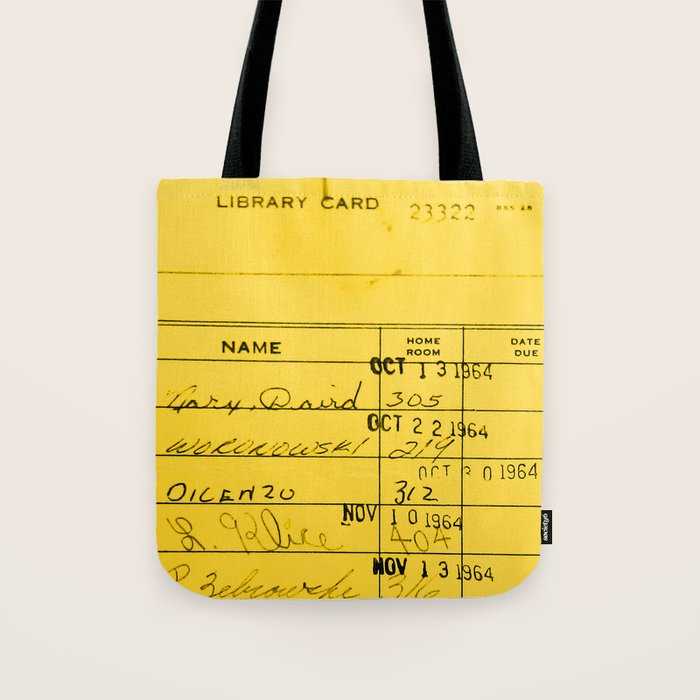 Library Card 23322 Yellow Tote Bag Gallery Image 1