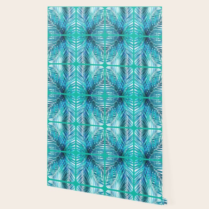 Turquoise Palm Leaves Wallpaper Gallery Image 2