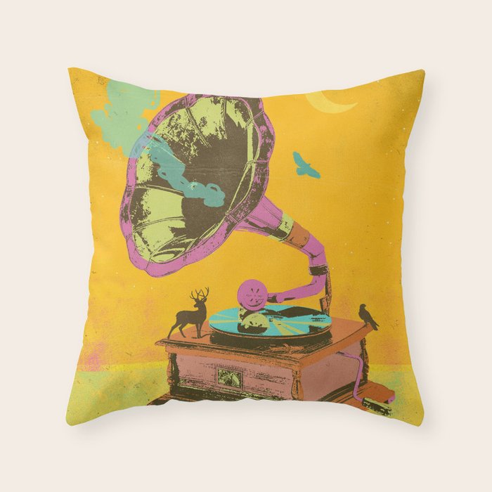 NATURE GRAMOPHONE Throw Pillow Gallery Image 1