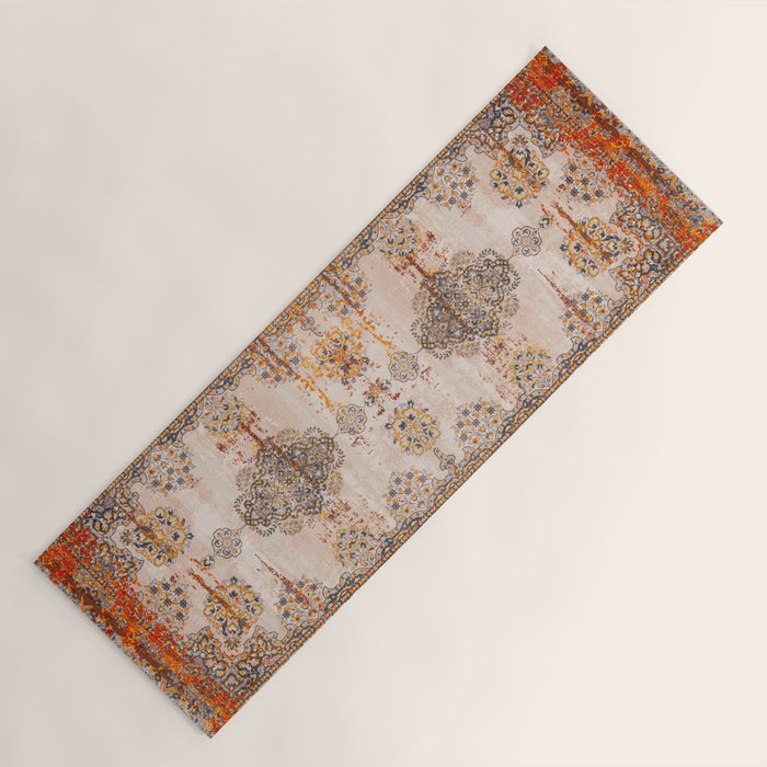 Orange Vintage Rug Design Yoga Mat Gallery Image 1