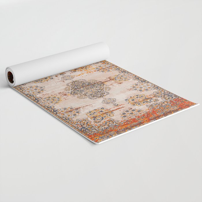 Orange Vintage Rug Design Yoga Mat Gallery Image 2