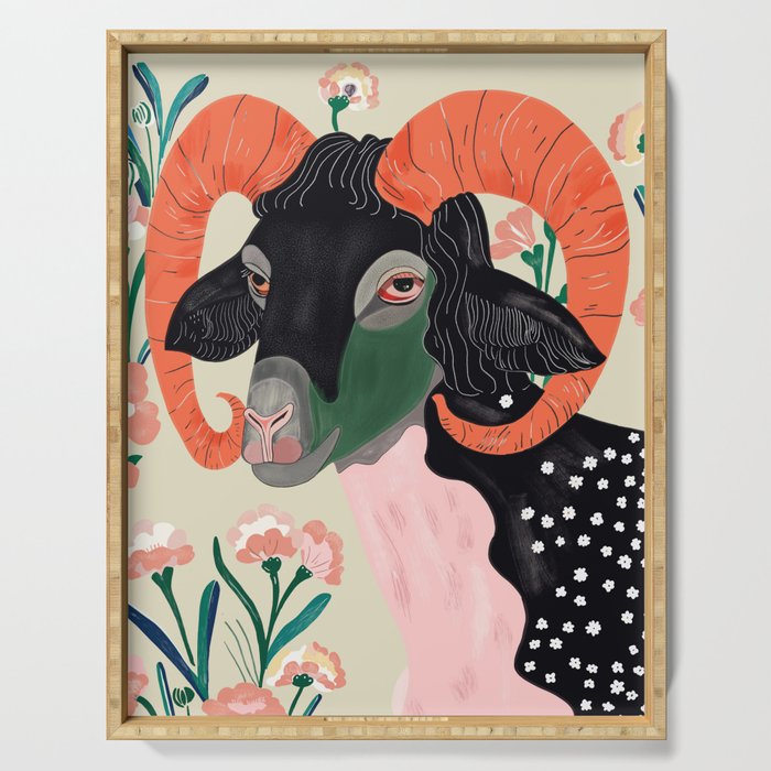Floral Ram Serving Tray Gallery Image 1