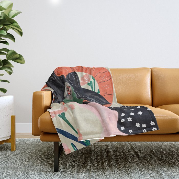 Floral Ram Throw Blanket Gallery Image 1