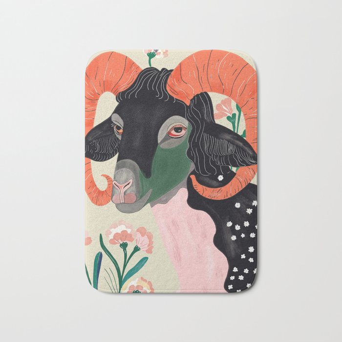 Floral Ram Bath Mat Gallery Image 1