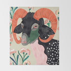 Floral Ram Throw Blanket Gallery Image 2
