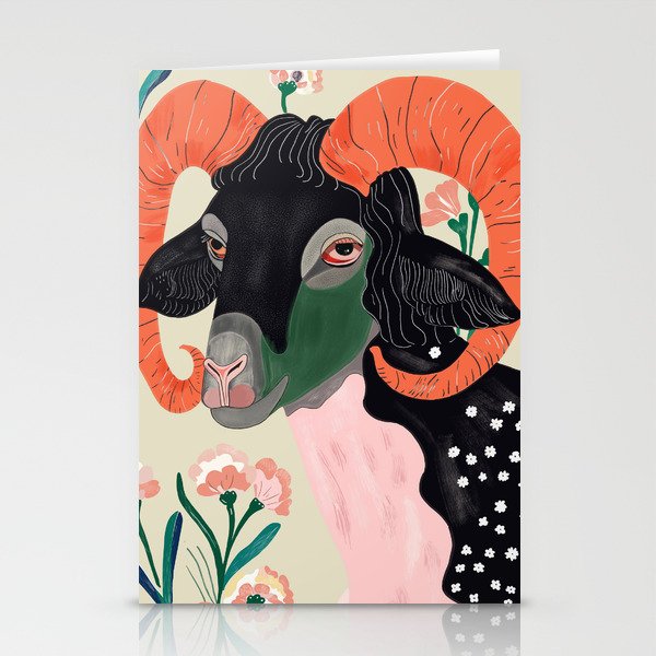 Floral Ram Stationery Card Gallery Image 2