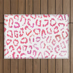 Modern white pink  watercolor animal print Outdoor Rug Gallery Image 1
