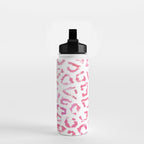 Modern white pink  watercolor animal print Water Bottle Gallery Image 2