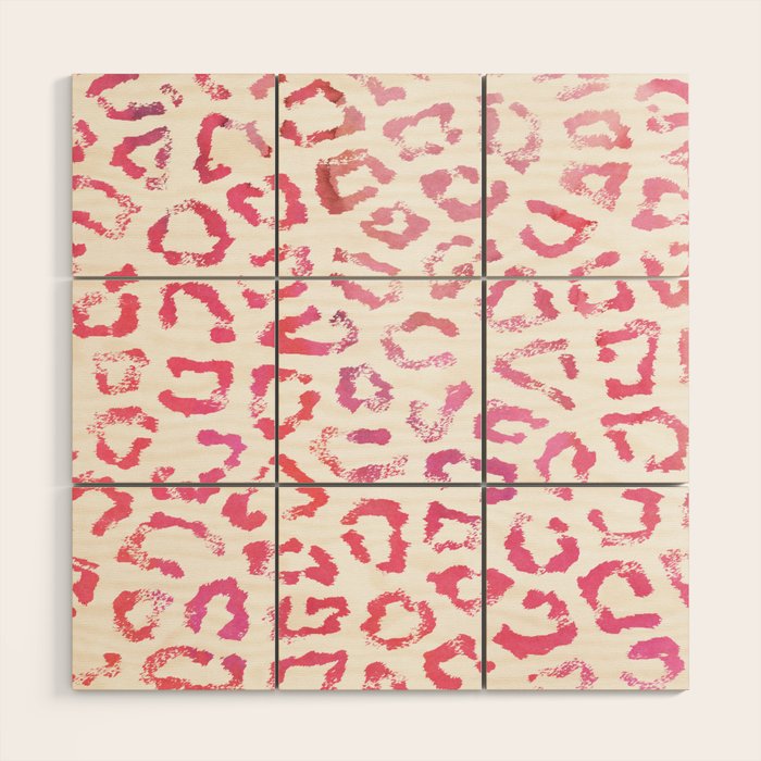 Modern white pink  watercolor animal print Wood Wall Art Gallery Image 1