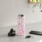 Modern white pink  watercolor animal print Water Bottle Gallery Image 5