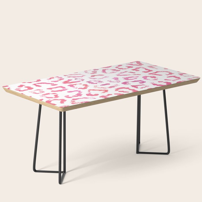 Modern white pink  watercolor animal print Coffee Table Gallery Image 1
