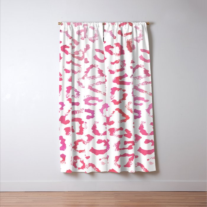Modern white pink  watercolor animal print Window Curtain Gallery Image 3