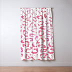 Modern white pink  watercolor animal print Window Curtain Gallery Image 3